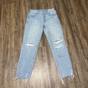 We The Free Maggie Jeans Women's 24 Cropped Button Fly Frayed Hem Denim
